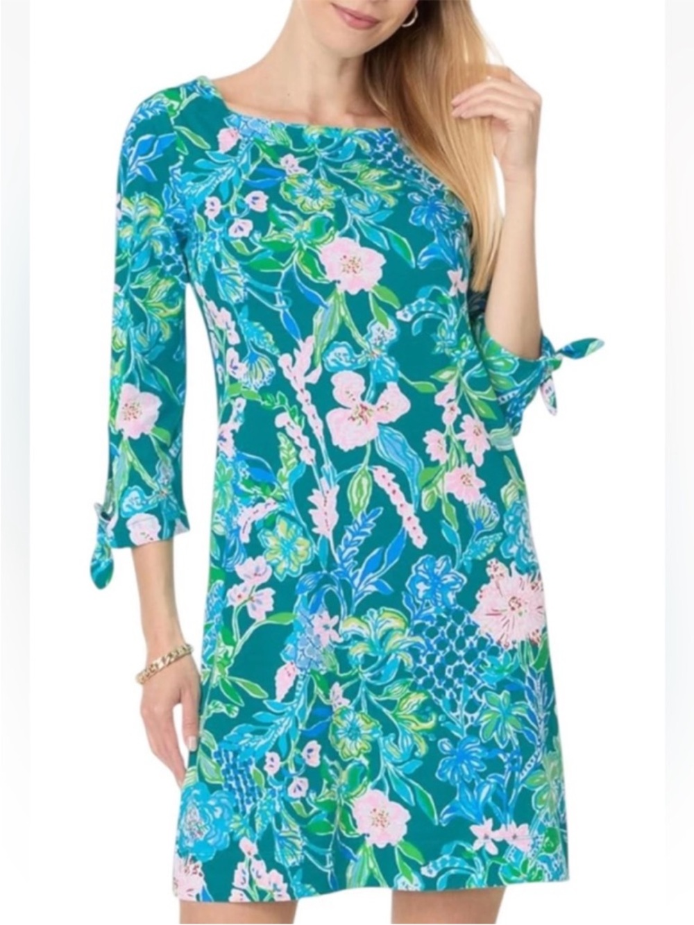 Lilly Pulitzer | Lidia 3/4 sleeve boatneck dress in multi hot on the vine